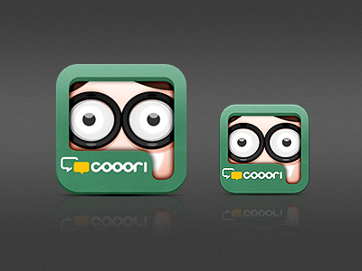 Cooori Icon app application boy cooori face glasses green icon ios ipad iphone man