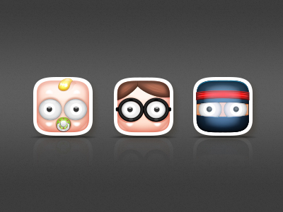 LingoWorld in-game level icons application baby face glasses icon ios language levels ninja pacifier student