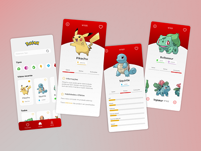 Pokémon app UI design - Desafio Daily UI da tribo criativa app design pokémon ui ux