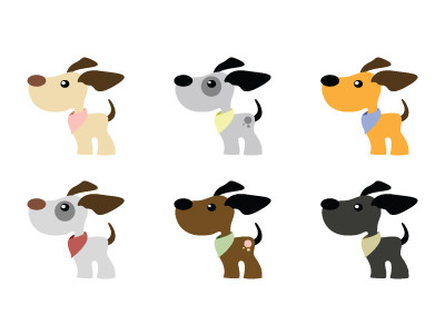 Puppehs dogs icons illustration