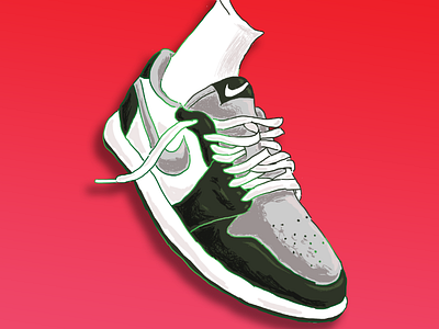 Jordan 1 Low adobe draw drawing illustration ink minimal minimalism minimalist photoshop red shoe sketch sneaker