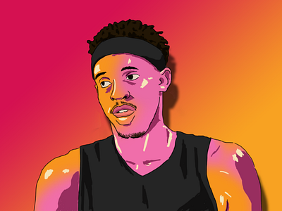 Spicy P adobe ball basketball draw drawing gradient illustration minimalist minimalistic photoshop raptors red siakam sketch toronto warm