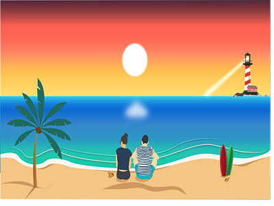 art7 animation beach design illustration