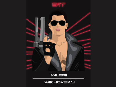 B1t as Terminator-1984 animation character graphic design illustration