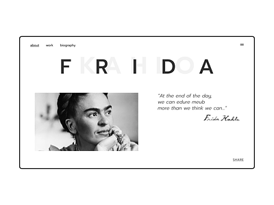 Frida Kahlo art artist design typography ui ui design ui ux web webdesign website