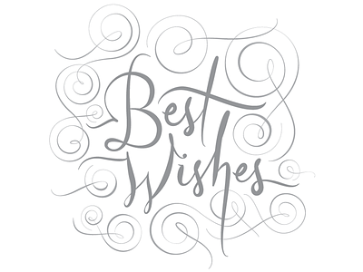 Best Wishes card custom flourishes lettering wip
