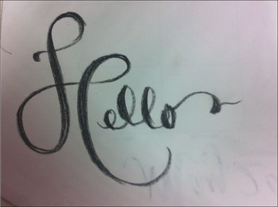Hello, hello. capital h china marker lettering love letter sketch