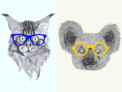 animals with glasses illustration