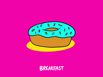 Balanced meal 1/3: Breakfast colorful design donut food illustration typography