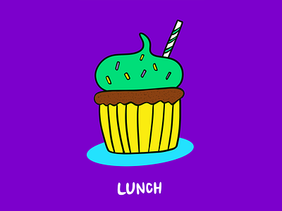 Balanced meal 2/3: Lunch colorful cupcake design food illustration typography