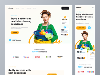 Cleany. - Cleaning Service Website branding clean cleaning company cleaning services delivery service design on demand ui ux web website