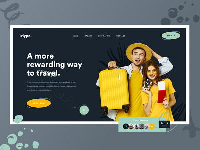 Triypo. - Travel Website (Header Exploration) agency clean design header header design header exploration landing page travel travel agency travel service ui ux web website