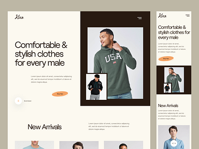 Kixo.🤞 branding clean design ecommerce fashion landing page online shop online store ui ux web website