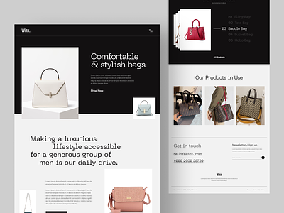 Winx. bag bag products clean design ecommerce landing page online shop online store product single product ui ux web website