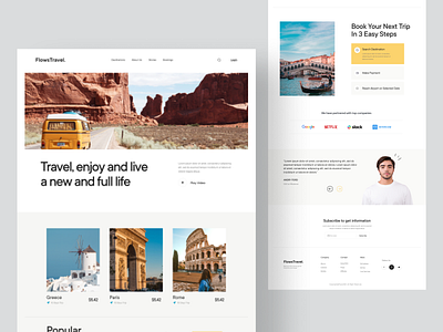 FlowsTravel. - Travel Landing Page clean design landing page travel travel agency travel landing page ui ux web website