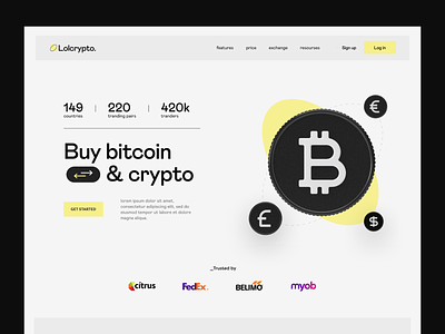 Lolcrypto. Cryptocurrency Exchange clean crypto crypto app crypto website cryptocurrency cryptocurrency exchange design landing page ui ux web website