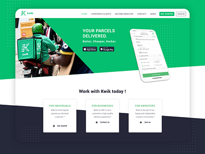 Kwik Delivery webdesign africa b2b delivery delivery app delivery service green landing mobile app nigeria parcels service webdesign