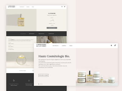 Webdesign - Laboratoires du Cap-Ferret beauty branding cosmetics e commerce e commerce website made in france minimal online store peach pink products products page shopify store website