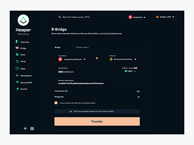 Reaper Protocol_Bridge UI blockchain crypto defi design ui