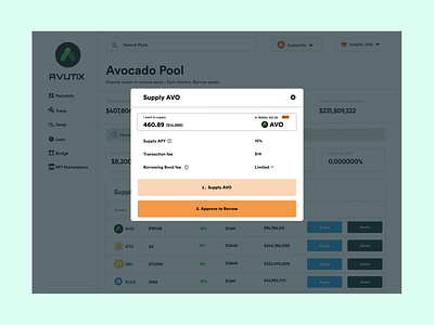 Lending Pool: Supply Modal blockchain crypto defi design ui website