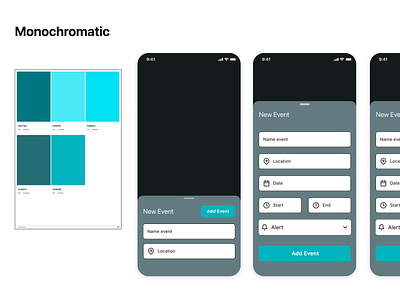 Color Amount & Modification design mobile ui
