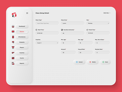 Sport School Web App UI dashboard design figma form icons logo neumorphism sport ui web app