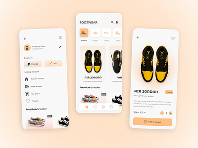 Footwear App - the app for all kinds of shoes appdesign branding design mobile design ui uiux vector web design web designer