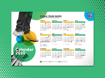 2020 Calendar Design for Clean Your Shoes 2020 2020calendar calendar calndar design sneakers template
