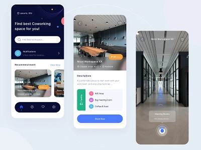 Co-working Mobile App Concept building coworking design space space work ui ui design uiux ux workspace