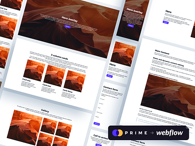 Prime + Webflow Layout Templates design system prime sketch sketch app styleguide ui kit ui kits web layout webdesign webflow