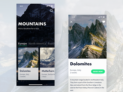 Mountains Trips App Concept