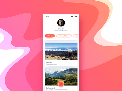 Profile Page card feed ios minimalistic orange photo profile red social trip