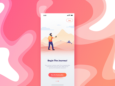 Onboarding Page illustration ios journey light man mountain onboarding orange pager trip wizard