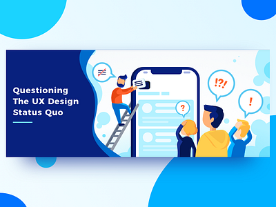 UX Design Status Quo - Blog Article Illustration article blog blue design illustration ios iphone x menu status quo story usability ux