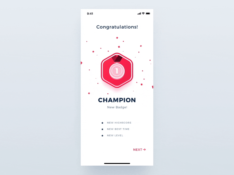 New Achievement Page - Success Badge achievement animation badge complete red flinto medal modal motion sketch star success win