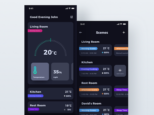 Smart Home Dashboard + Scenes by THALION - Przemyslaw Baraniak on Dribbble