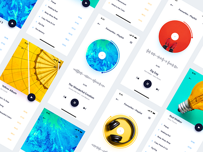 Music Player blue ios iphone x minimalistic music player playlist red song sound white yellow