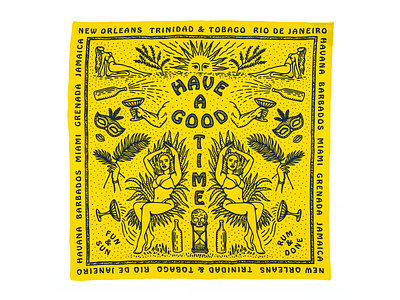 Good Time apparel bandana bandana art carnival custom type graphic hand drawn illustration print tropical typography