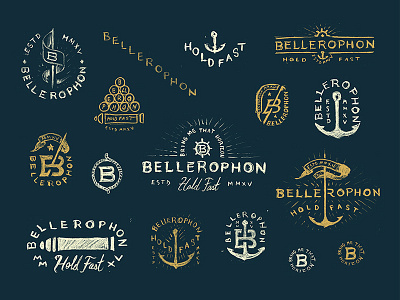Bellerophon Marks Process branding marks nautical process sketch type