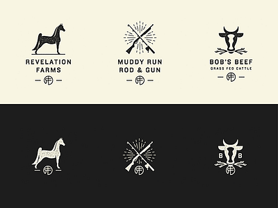 Revelation Farms / Secondary Marks animals branding farm icon marks stamp system type typography