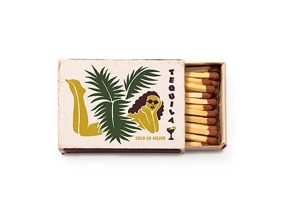 EF Matchbox bar branding color graphic illustration matchbook matches print tequila tropical