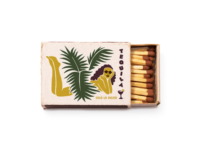 EF Matchbox bar branding color graphic illustration matchbook matches print tequila tropical