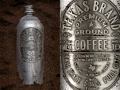 Texas Coffee by No. 4 Saint James branding coffee label metal texas type typography