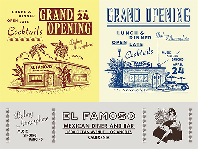 EF Grand Opening bar illustration mexican restaurant type typography vintage