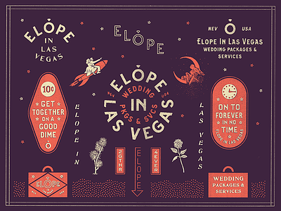 Elope in Las Vegas - Final Brand Specimen color custom elope illustration las vegas logo logotype plants type type design typography wedding