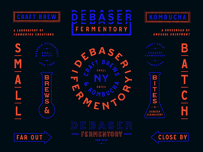 Debaser Fermentory / Brand Specimen / Night badge bar branding color graphic marks restaurant seal type typography