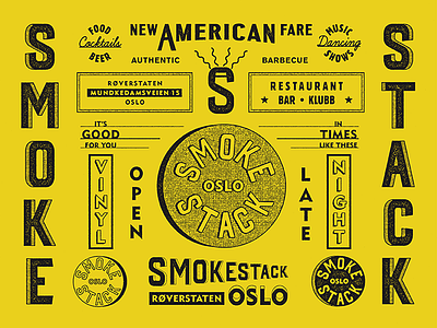 Smokestack, Oslo / Brand Specimen badge bar branding color graphic marks restaurant seal type typography