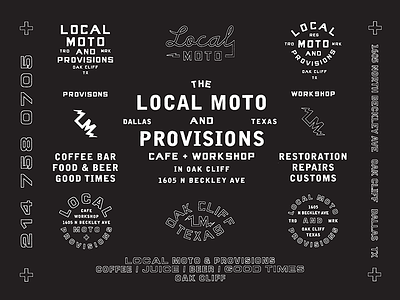 Local Moto branding cafe marks moto motorcycle type typography workshop