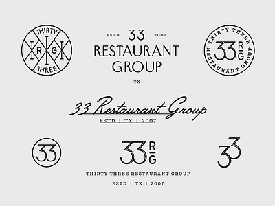 33RG Marks Specimen badge branding marks restaurant seal type typography