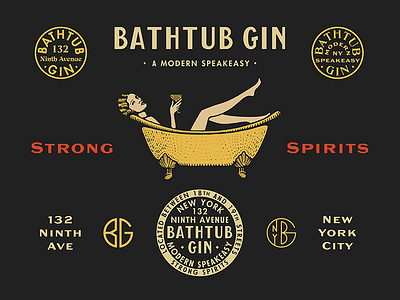 Bathtub Gin bar brand cocktails design gin illustration liquor type typography